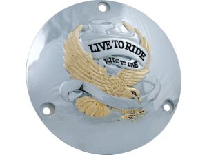 Live To Ride Derby Cover 3-hole Chrome Gold