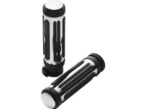 Ribbed Rubber Grips Black Chrome 1″ Throttle By Wire