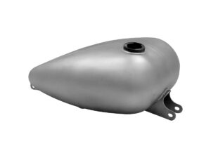 3 Gallon Axed Harley Style Custom Gas Tank With single gas cap and with a 22mm threaded fuel bung on the left side.