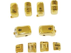 10 PC Switch Cap Set with Audio & Cruise Gold Hand Control Switch Cap Kit With audio & cruise control buttons
