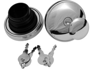 Lockable Gas Cap Set Set of left and right caps (Vented and Non-vented) Chrome