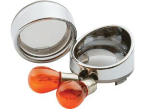 Deuce Turn Signal Visor Bezel Kit Smoke lens, amber bulb Chrome