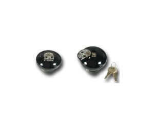 Skull Lockable Gas Cap Set of left and right caps (Vented and Non-vented) Black