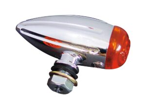 Micro Bullet Notch Turn Signal with Milling Chrome Grooved Amber Halogen