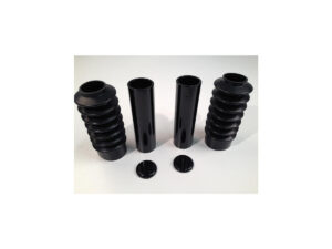 6-Piece Fork Covers with lower Fork Rubbers Without Cult-Werk Logo Black Gloss Powder Coated