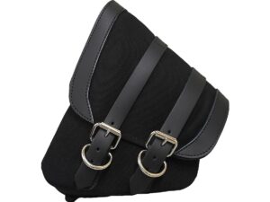 Canvas Swing Arm Saddle Bag With Black Straps Black Left