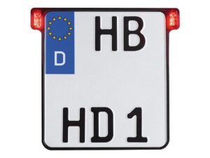 ALL-INN 2.0 License Plate Base Plate Brake Light/Taillight, German Size 200x180mm Black Anodized
