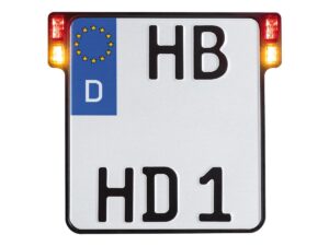 ALL-INN 2.0 License Plate Base Plate Turn Signal/Brake Light/Taillight, German Size 200x180mm Black Anodized
