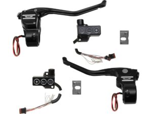 RR90 Can Bus Dual Calipers, Cable Clutch Hand Control Kit Upward Mirrors Black Anodized