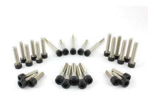 Drivetrain Screw Kits Kit includes screws for Primary Cover, Plate Primary, Sprocket Cover, Cam Cover Black Powder Coated