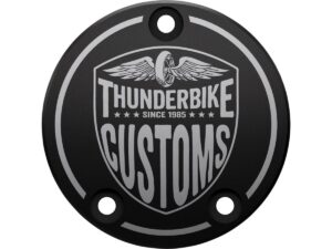 New Custom Point Cover 3-hole, with Thunderbike Logo Black Anodized