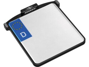 ALL-IN-ONE MICRO License Plate Base Plate 3 in 1 and License Plate Light, German Size 200x220mm Black Anodized